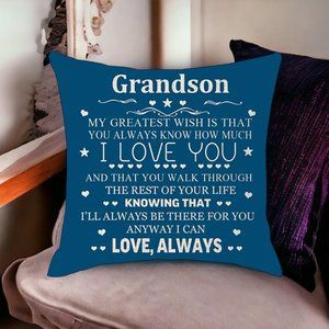 Grandson Pillow Cover, Blue Pillow Cover, Grandson Gifts from Grandma, 18x18